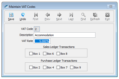 VAT Codes Screenshot 2
