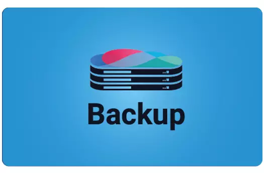 Backup written on a graphic with a light blue background with an image to represent a cloud server
