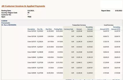 Customer Invoices and Applied Payments
