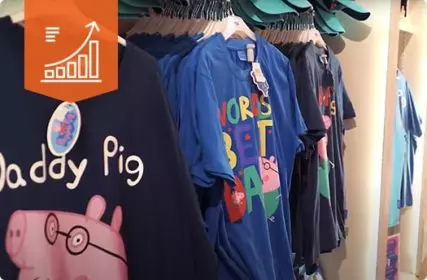 Peppa Pig Tshirts hung up in store